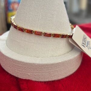 Oshena Designer Beachwear radiant faceted burnt orange Bracelet FREE Jewelry box
